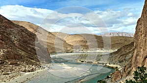Landscape of Ziz River in Middle Atlas Mountains in Morocco