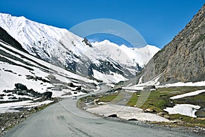A landscape at Zojila Pass at the height of 3529 meter, Leh-Srinagar highway, Ladakh, India. photo