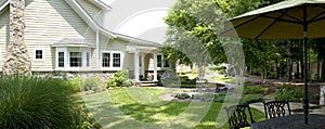 Landscaped backyard patio