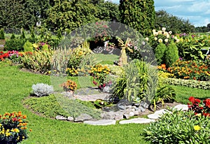 Landscaped flower garden