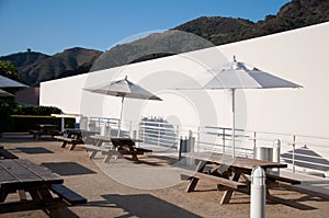 Landscaped Garden with Dining Tables