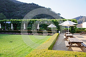 Landscaped Garden with Dining Tables