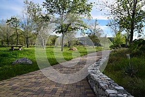 A landscaped path that leads to the information center at Wind Wolves Preserve.