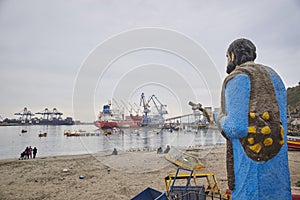 Landscapes of boats and the surroundings of the port of San Antonio, Chile