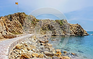 Landscapes and details of the Costa Brava in Blanes (Spain), Sa Palomera,