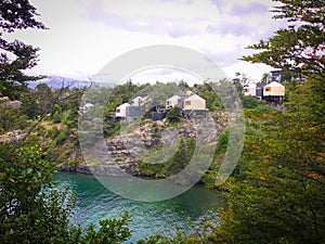 Landscapes with domes close to National Park Torres del Paine in Chile photo