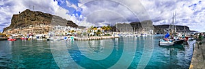 Landscapes of Gran Canaria Grand Canary - picturesque marina and town Puerto de Mogan , Canary islands