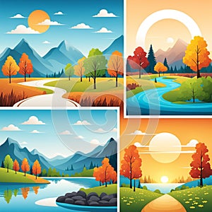 landscapes highlighting different seasons or environments  illustration. for website or commercial use