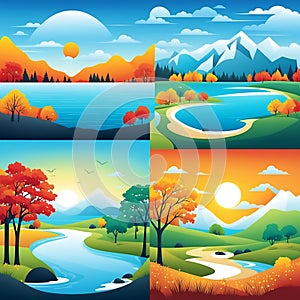 landscapes highlighting different seasons or environments  illustration. for website or commercial use