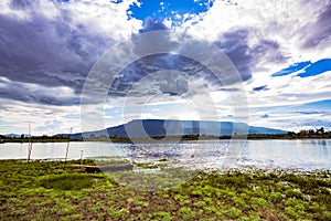 Landscapes on Huai Yang Reservoir Loei Province in Thailand. Sunrise on Mountain. Unseen Thailand