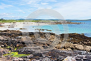 Landscapes of Ireland. White sand of roundstone, Connemara in Galway county