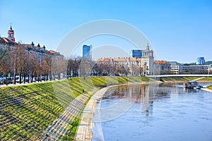 Landscapes of modern part of  Vilnius and Vilna River