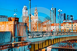 Landscapes of modern part of  Vilnius and Vilna River