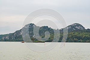 Landscapes, mountains around Seven-star Crags Scenic Area