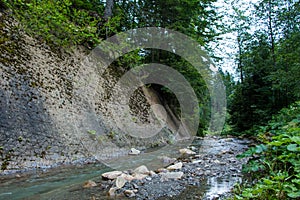 Landscapes of the mountains and Mountain river and natural green forest.