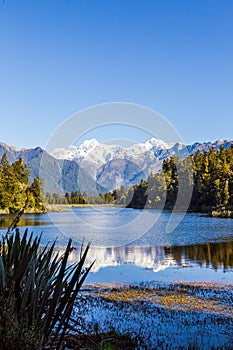 Landscapes of New Zealand. Matheson lake. Southern Alps. South Island