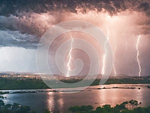 Landscapes of rainstorms and lightning strikes