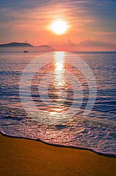 Landscapes of sunset on the beach with colorful sky