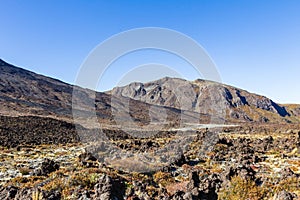 Landscapes of Tongariro National Park. Valley of Three Volcanoes. North Island. New Zealand