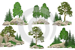 Landscapes with Trees and Rocks