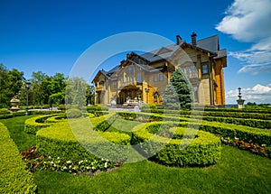 Landscaping in the garden. The path in the garden.Beautiful back