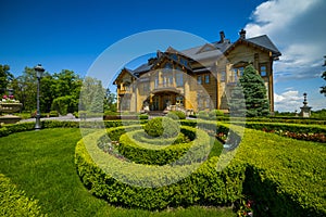 Landscaping in the garden. The path in the garden.Beautiful back