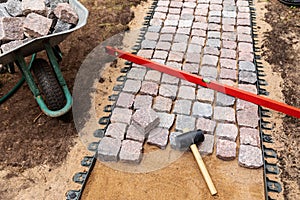 Landscaping and garden services - granite cobblestone walkway