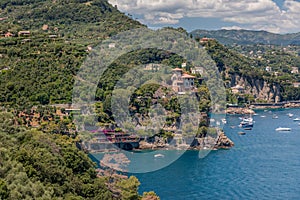 Landscaping view of Ligurian seaside Portofino town area, Italy
