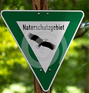 Official german sign for nature reserves photo