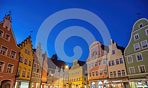 Landshut Germany, night at Old Town Altstadt street photo