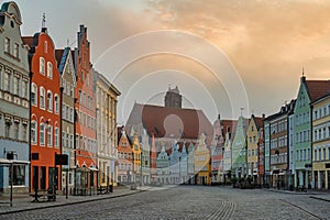 Landshut Germany, city skyline at Old Town Altstadt street photo