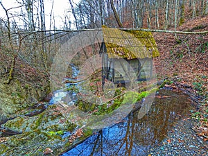 Landskape. Old mill. Mill on the stream.