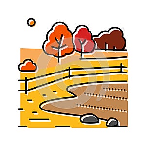landskape red orange autumn color icon vector illustration