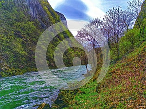 Landskape. River and mountain. Canyon. Background.