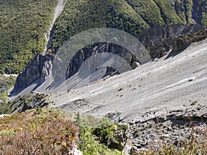 Landslide area, eroded rocks - way to Tilicho base camp, Nepal