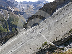 Landslide area, eroded rocks - way to Tilicho base camp, Nepal