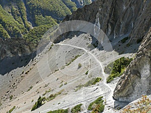 Landslide area, eroded rocks - way to Tilicho base camp, Nepal