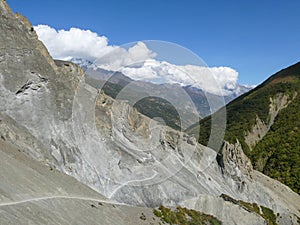 Landslide area, eroded rocks - way to Tilicho base camp, Nepal