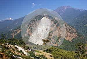 Landslide in the Himalayan mountain