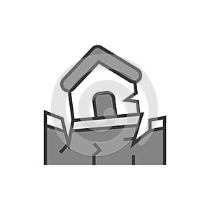 Landslide icon. Nature disaster vector illustration.