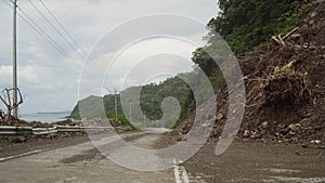 Landslide on the mountain road..Camiguin island Philippines.