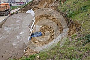 Landslide repair, erosion control photo