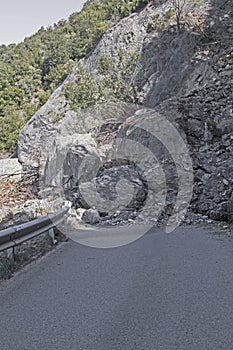 Landslide on a road