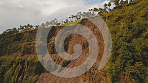 Landslide on the road in the mountains.Camiguin island Philippines.