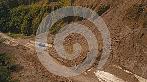 Landslide on the road in the mountains.Camiguin island Philippines.