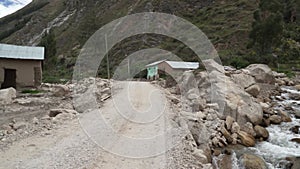 Landslide, rockslide near Canon del Pato in the Andes, Peru