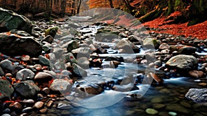 Landslide Stream: Captivating Photography Of A Flowing Stream Amidst Rocks