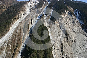 Landslides on mountain photo