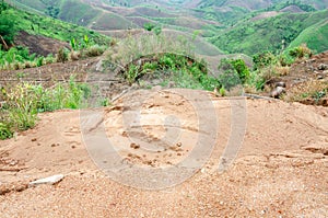 Landslides during in the rainy season