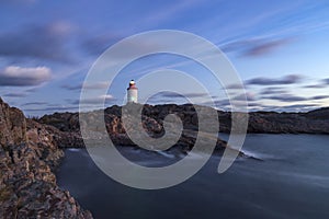 The iconic old Landsort Lighthouse in the swedish archipelago